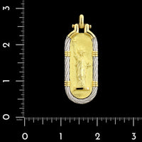 Fred of Paris 18K Yellow Gold Estate and Steel Statue of Liberty Centennial Pendant