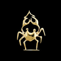 14K Yellow Gold Estate Crab Pendant