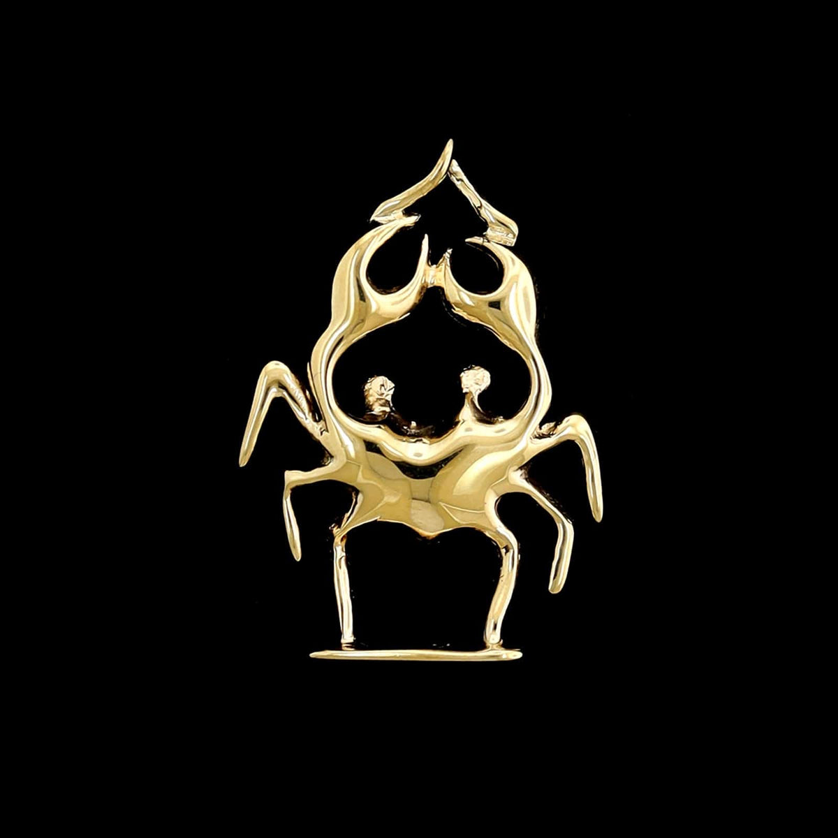 14K Yellow Gold Estate Crab Pendant