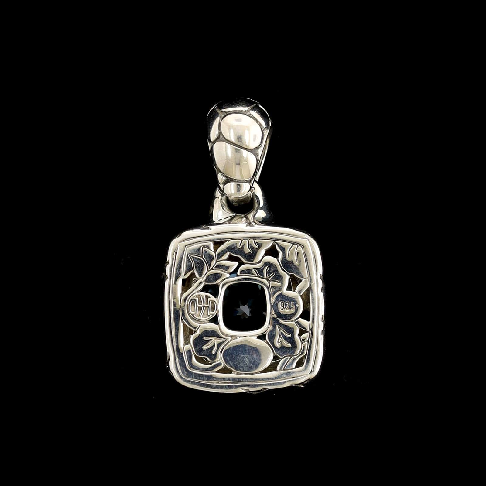 John Hardy Stering Silver Estate Blue Topaz Batu Pendant