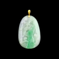 18K Yellow Gold Estate Carved Jadeite Pendant