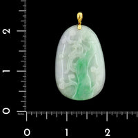 18K Yellow Gold Estate Carved Jadeite Pendant