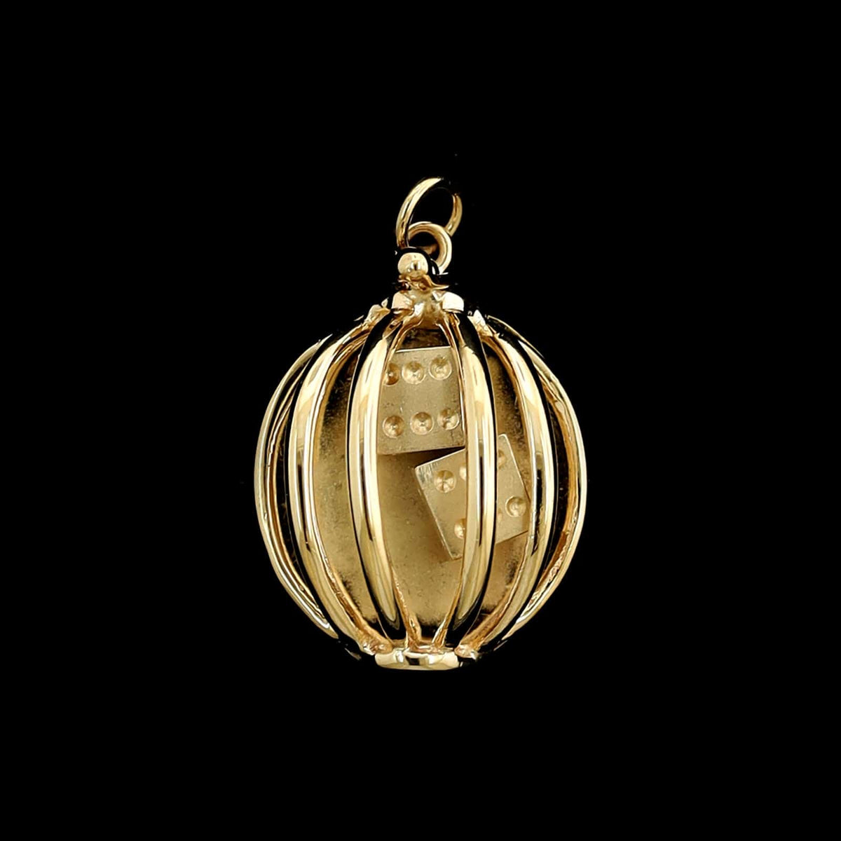14K Yellow Gold Estate Removable Dice in Cage Charm