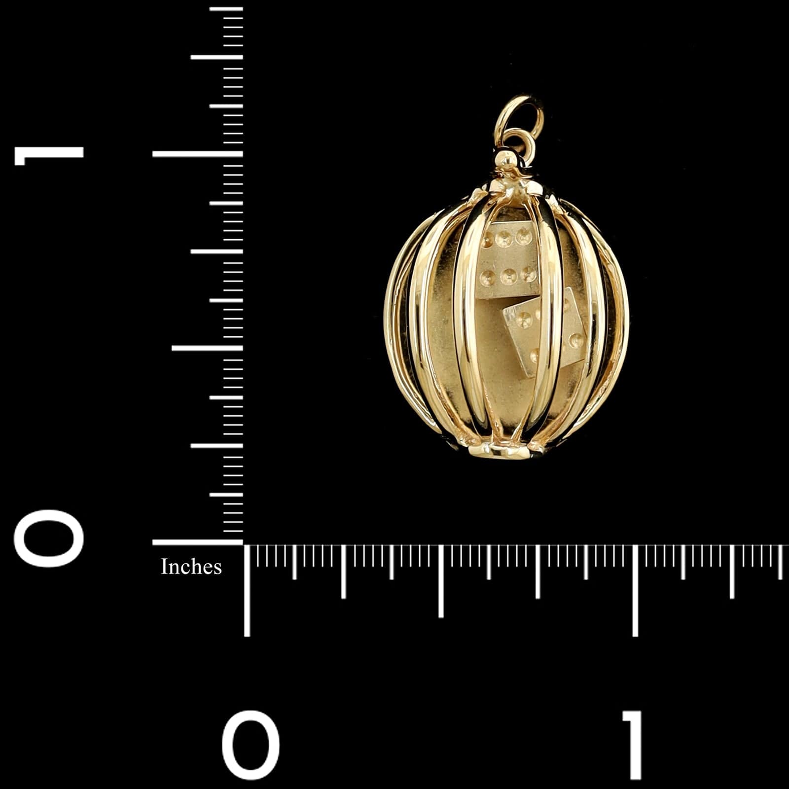 14K Yellow Gold Estate Removable Dice in Cage Charm