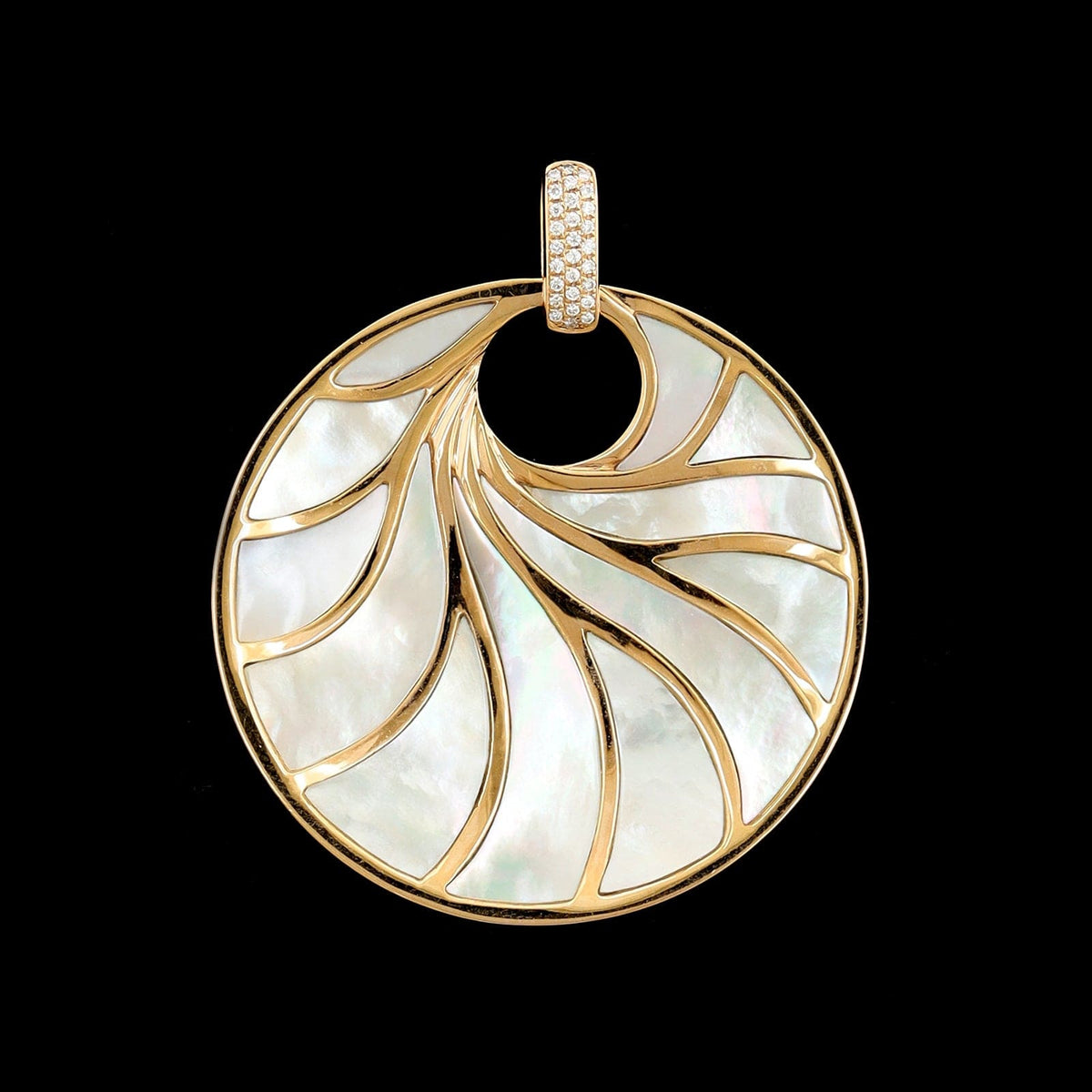 Frederic Sage 18K Rose Gold Estate Mother of Pearl and Diamond Venus Pendant