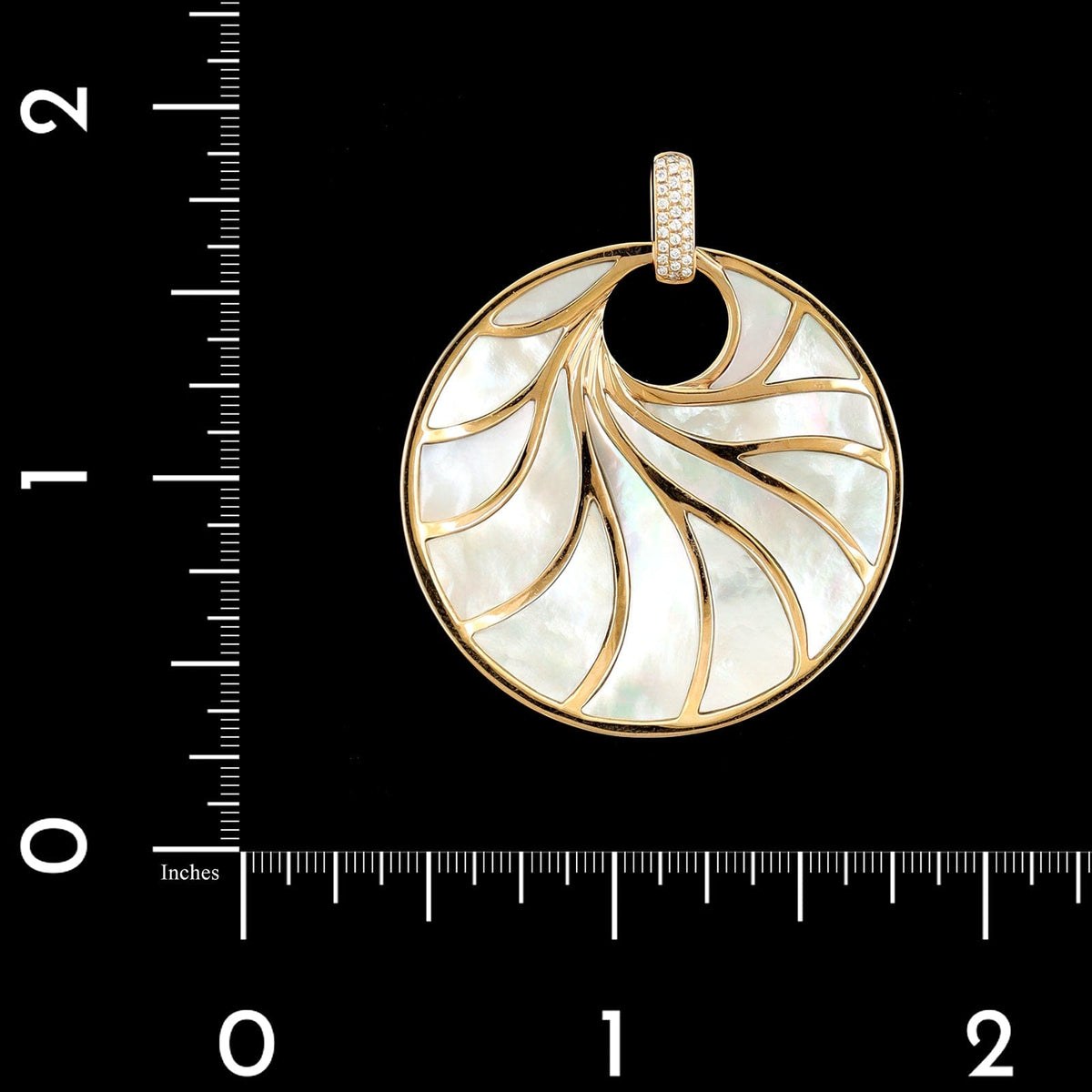 Frederic Sage 18K Rose Gold Estate Mother of Pearl and Diamond Venus Pendant