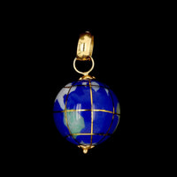18K Yellow Gold Estate Enamel Globe Charm