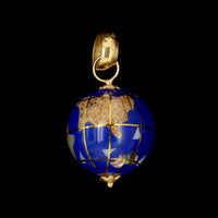 18K Yellow Gold Estate Enamel Globe Charm