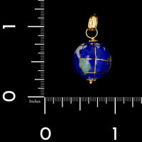 18K Yellow Gold Estate Enamel Globe Charm