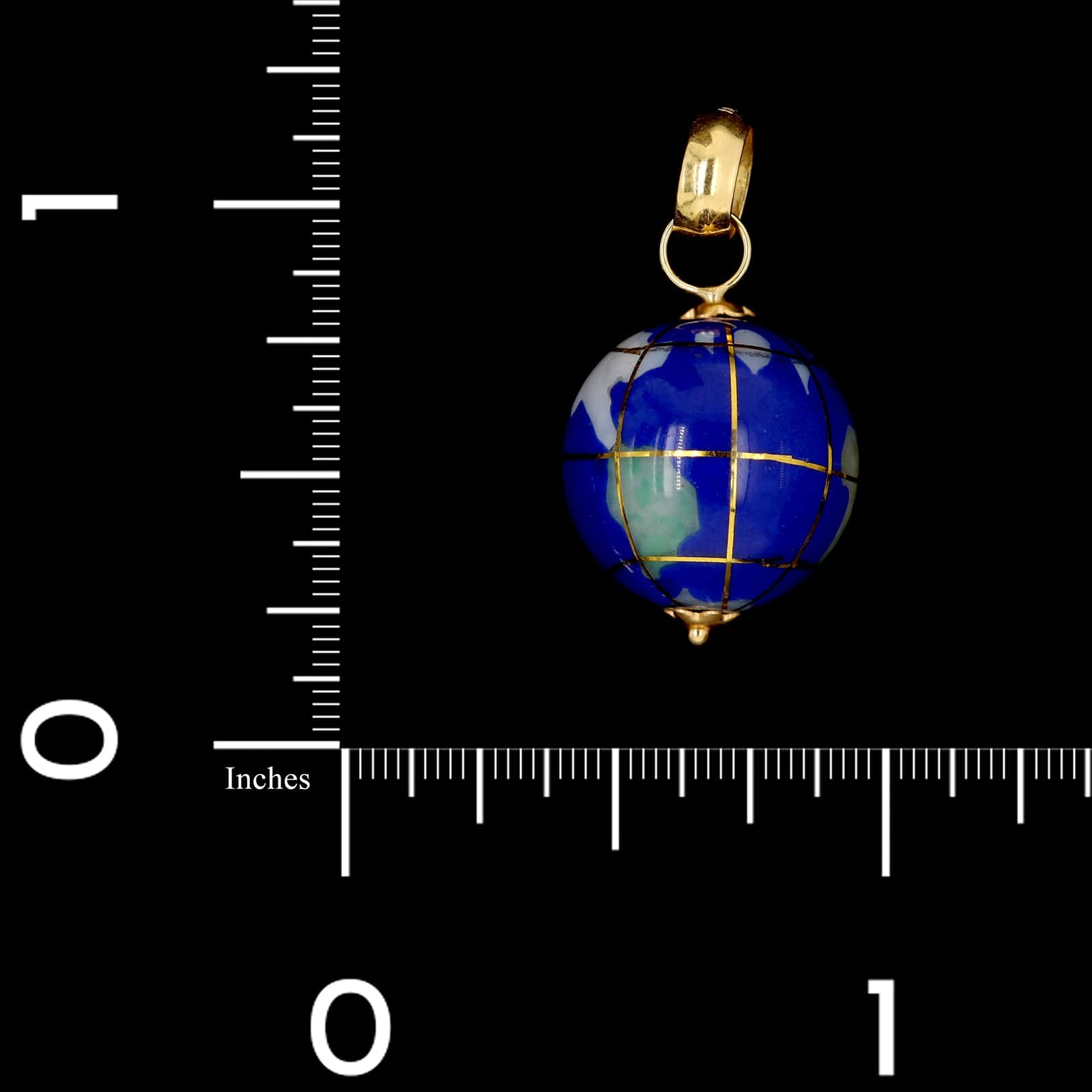 18K Yellow Gold Estate Enamel Globe Charm