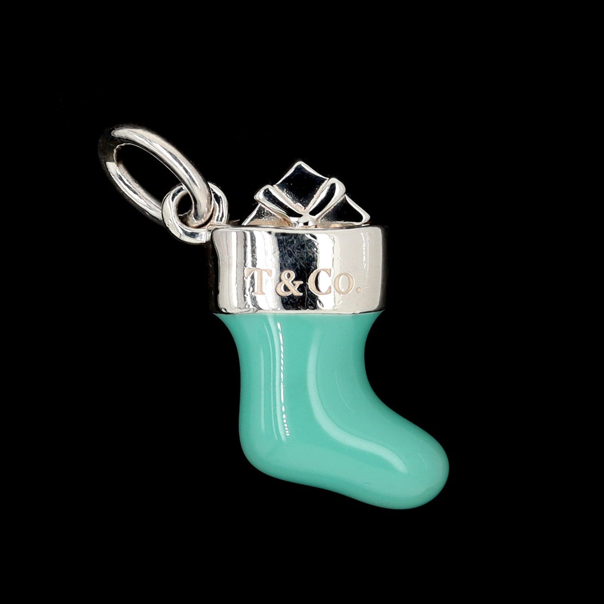 Tiffany &amp; Co. Sterling Silver Estate Enamel Christmas Stocking Charm
