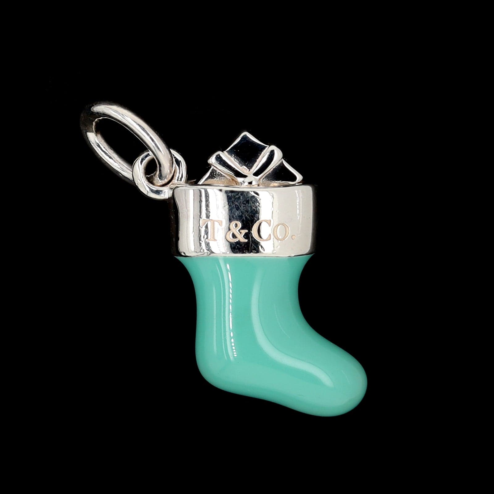Tiffany &amp; Co. Sterling Silver Estate Enamel Christmas Stocking Charm