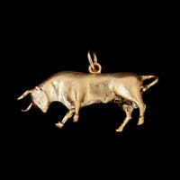 14K Yellow Gold Estate Bull Charm