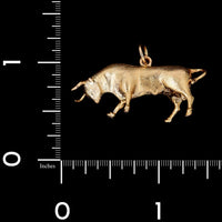 14K Yellow Gold Estate Bull Charm