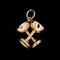 14K Yellow Gold Estate Cocktail Glass Charm