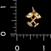 14K Yellow Gold Estate Cocktail Glass Charm