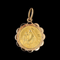18K Yellow Gold Estate St. Anthony and Our Lady of the Rosary Reversable Medal
