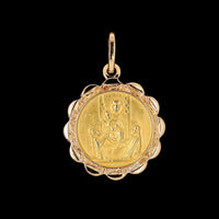 18K Yellow Gold Estate St. Anthony and Our Lady of the Rosary Reversable Medal