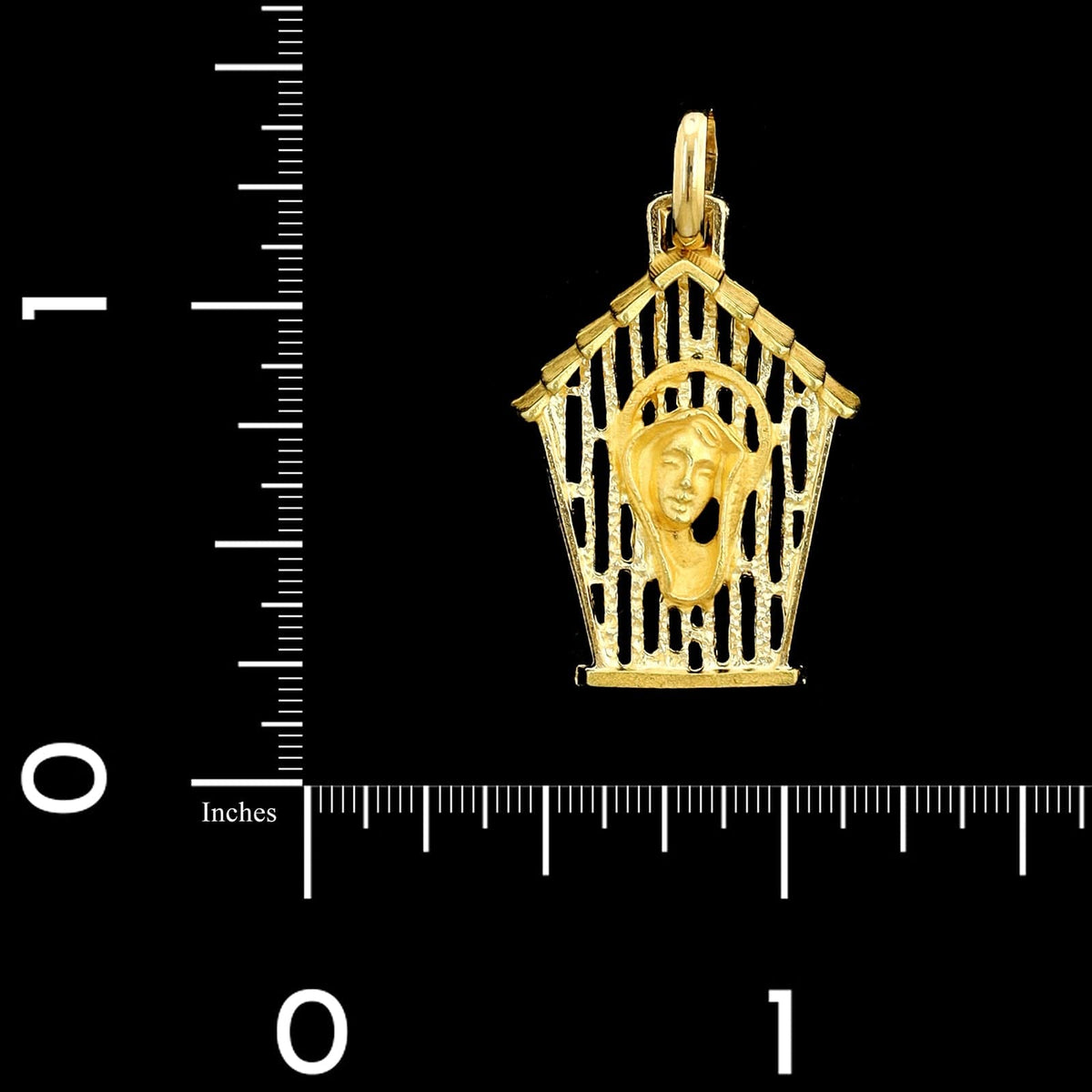 18K Yellow Gold Estate Virgin Mary Pendant