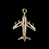 14K Yellow Gold Estate Airplane Charm