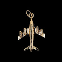 14K Yellow Gold Estate Airplane Charm