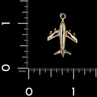 14K Yellow Gold Estate Airplane Charm