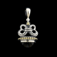 Lagos Sterling Silver and 18K Yellow Gold Estate Caviar Onyx Pendant