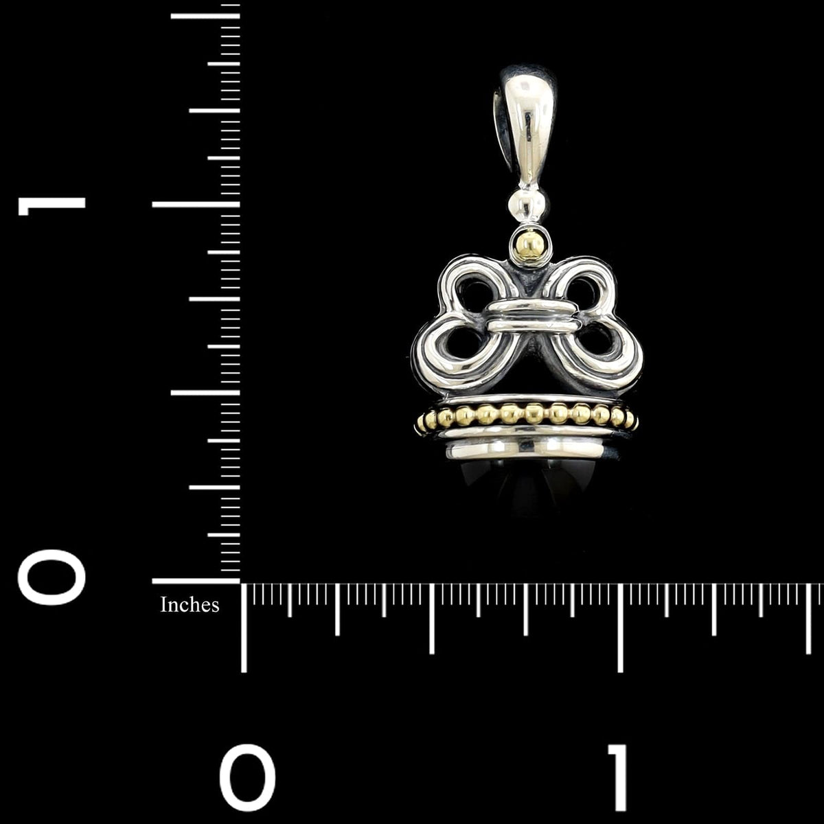 Lagos Sterling Silver and 18K Yellow Gold Estate Caviar Onyx Pendant