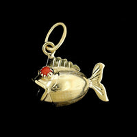 14K Yellow Gold Estate Coral Fish Charm