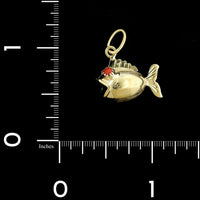 14K Yellow Gold Estate Coral Fish Charm