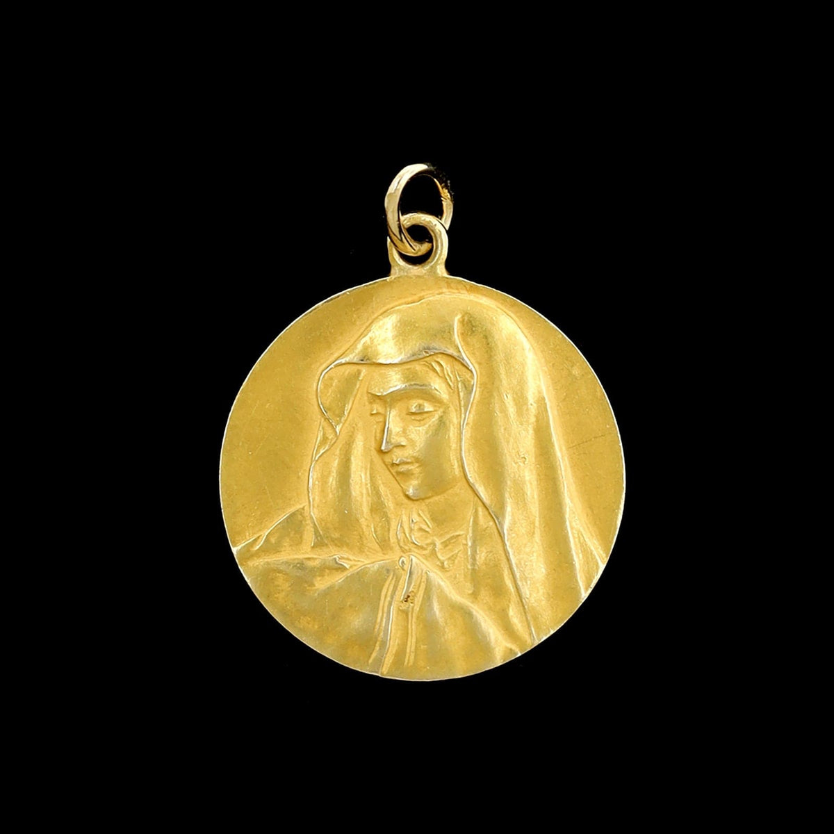 14K Yellow Gold Estate Mother Mary Medallian