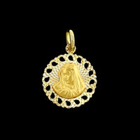 14K Yellow Gold Estate Reversible Christ Head and Madonna Medal