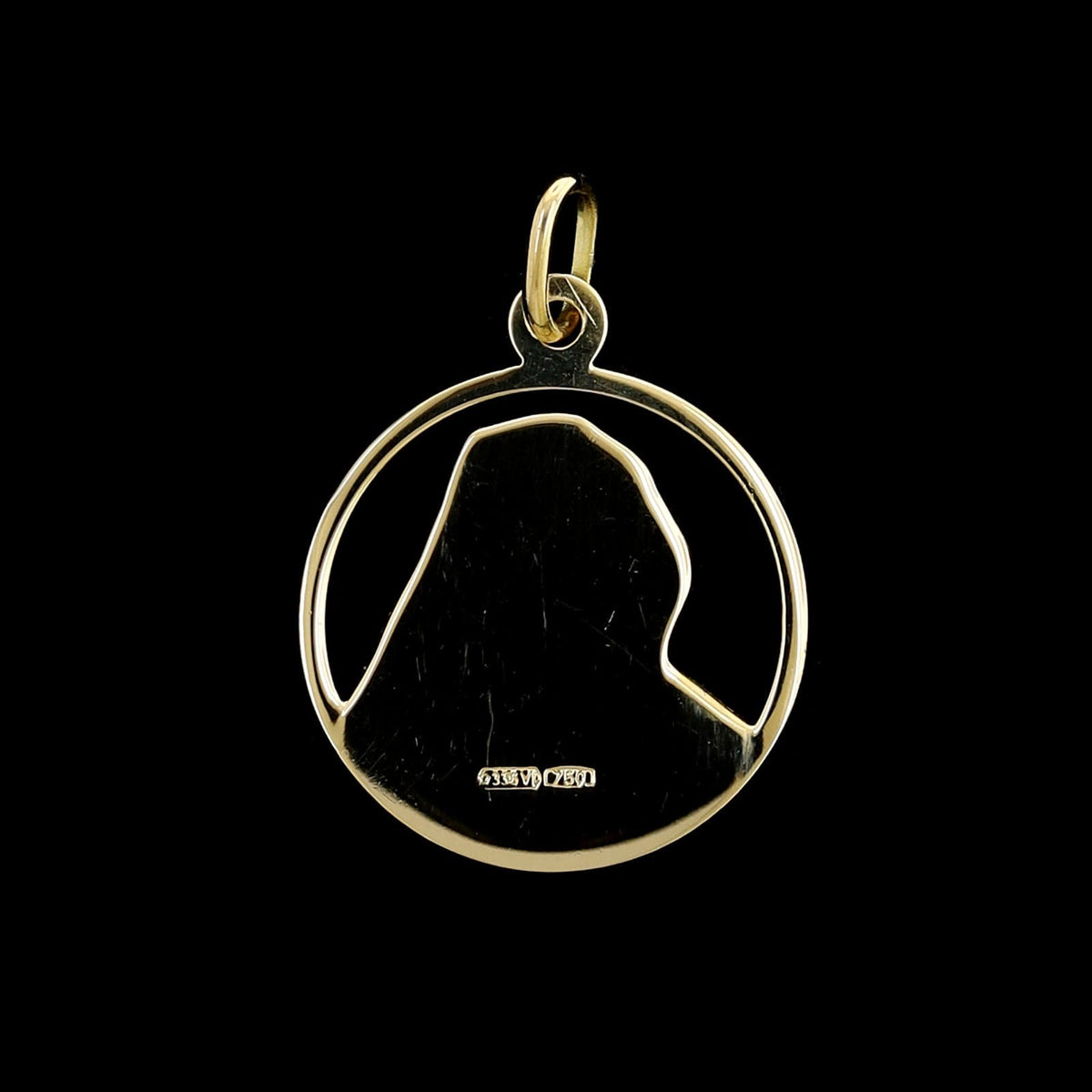 18K Yellow Gold Estate Virgin Mary Madonna Medal
