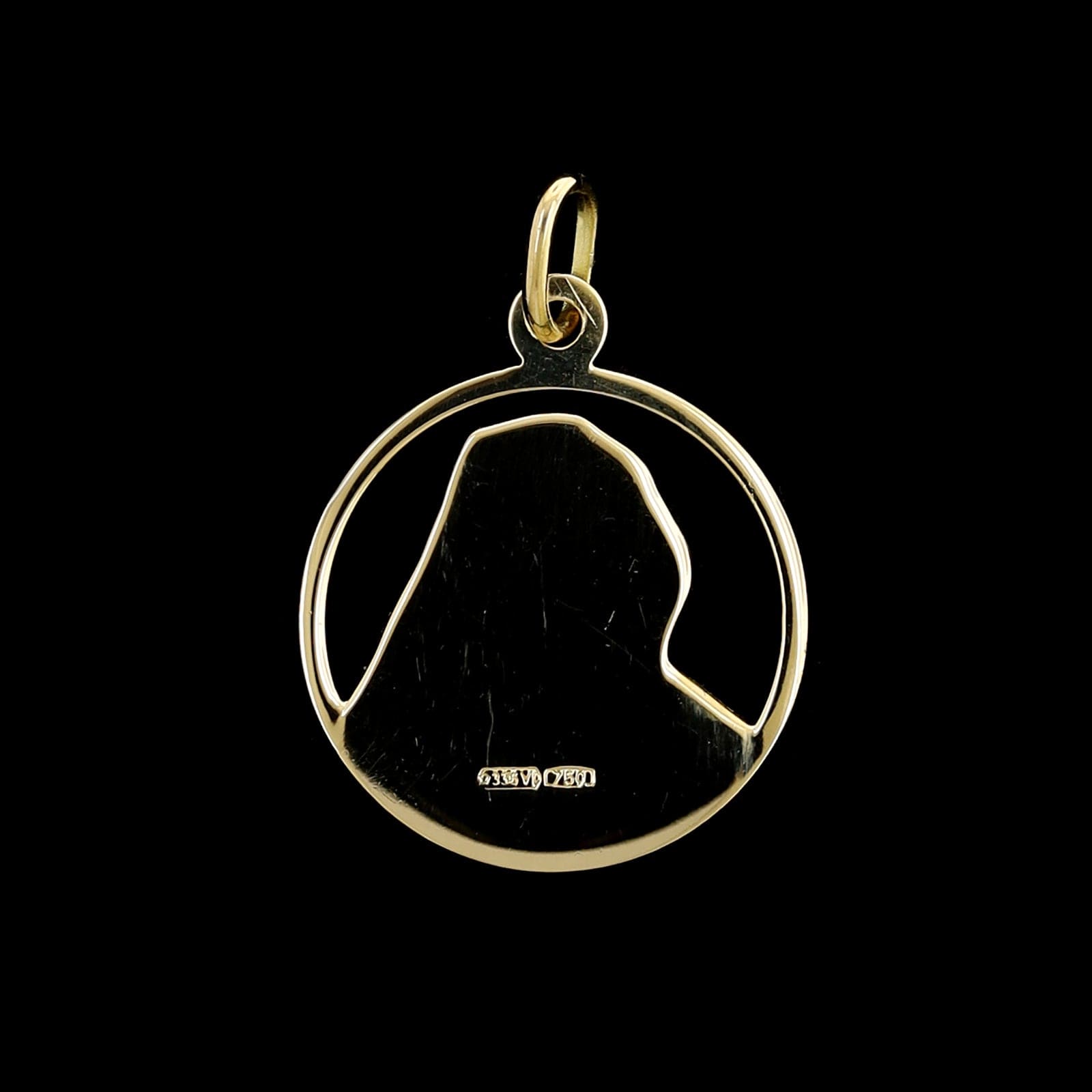 18K Yellow Gold Estate Virgin Mary Madonna Medal