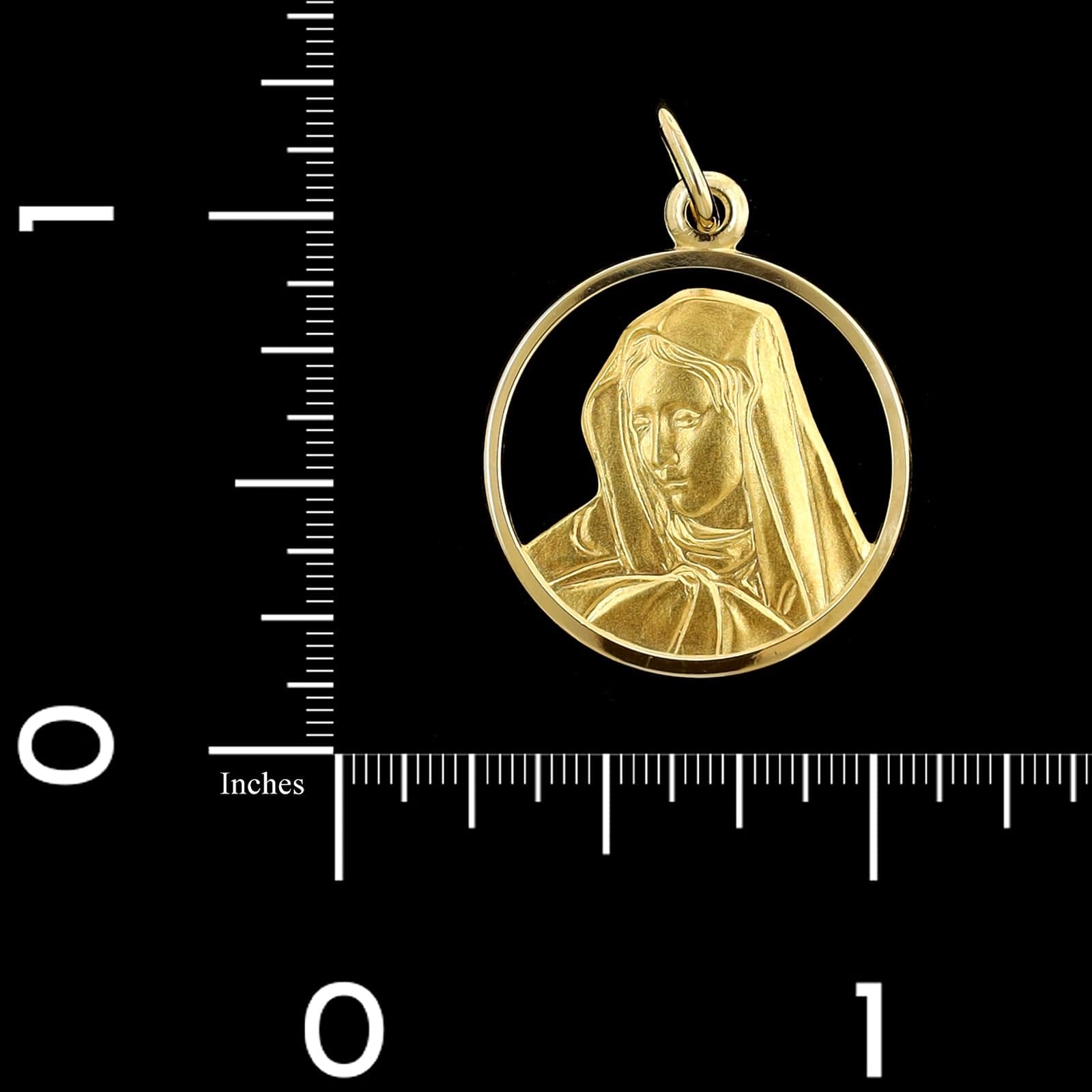 18K Yellow Gold Estate Virgin Mary Madonna Medal