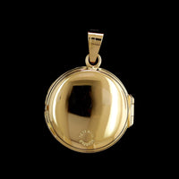 18K Yellow Gold Estate Engraved Round Locket