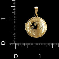 18K Yellow Gold Estate Engraved Round Locket