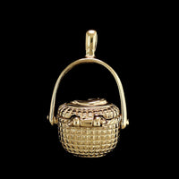 14K Yellow Gold Estate Nantucket Basket Pendant