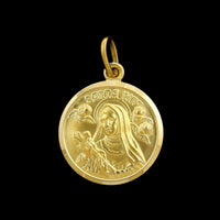 18K Yellow Gold Estate Saint Rita Medal