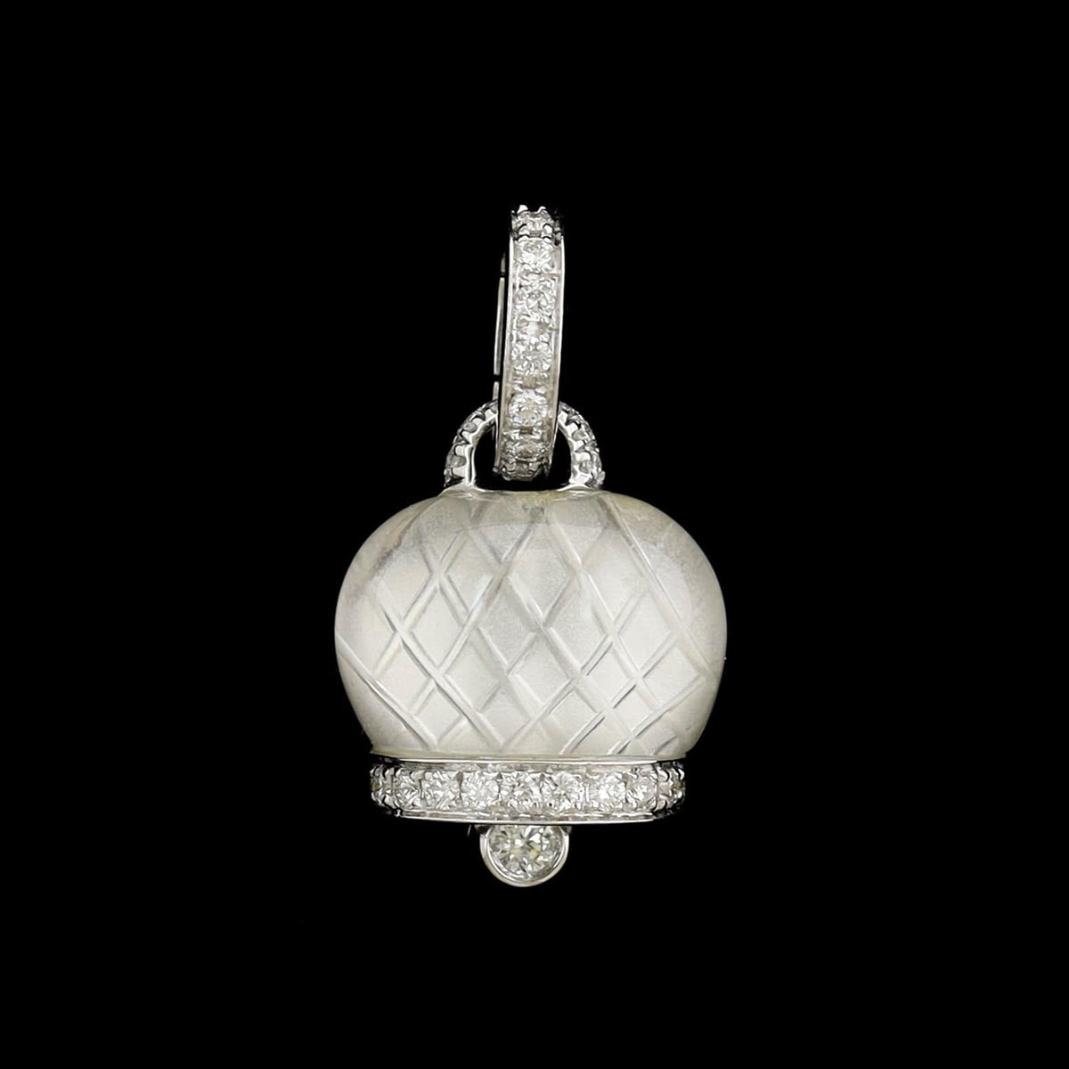 Chantecler 18K White Gold Estate Rock Crystal and Diamond Campanella Charm