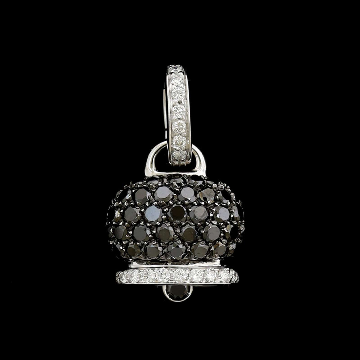 Chantecler 18K White Gold Estate Rock Black Diamond Campanella Charm