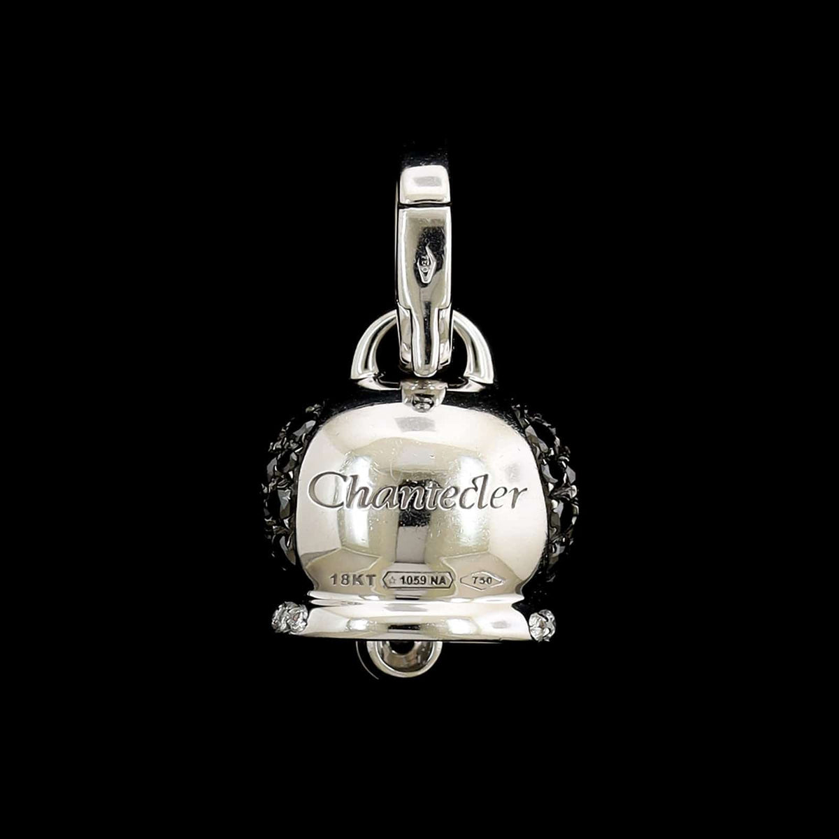 Chantecler 18K White Gold Estate Rock Black Diamond Campanella Charm