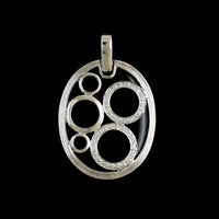 14K White Gold Estate Onyx and Diamond Pendant