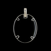 14K White Gold Estate Onyx and Diamond Pendant