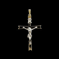 14K Two-tone Gold Estate Crucifix Cross Pendant