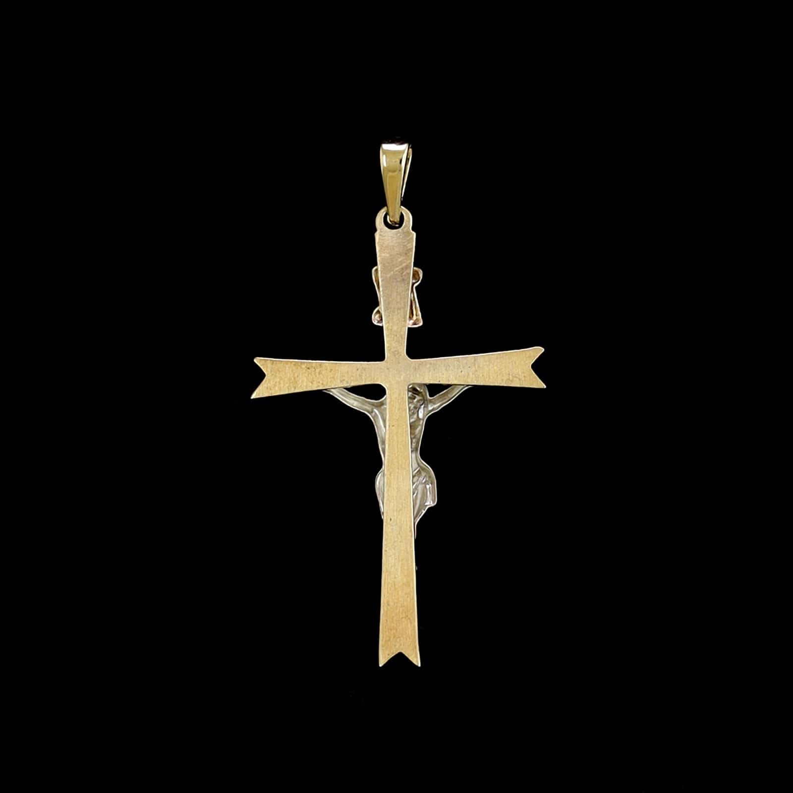 14K Two-tone Gold Estate Crucifix Cross Pendant