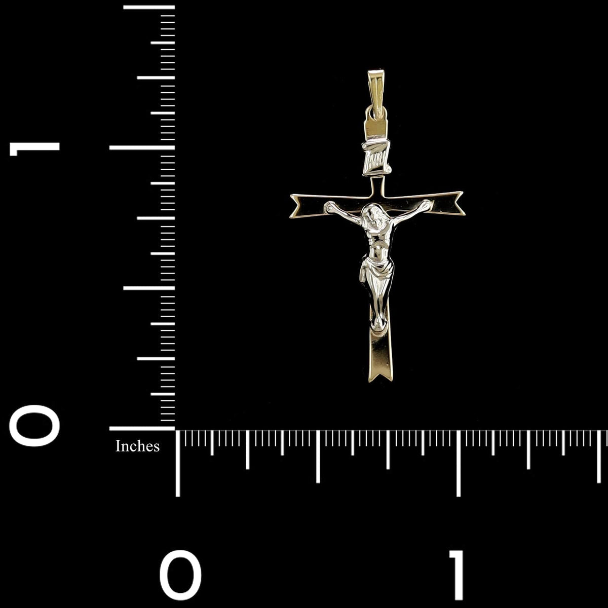 14K Two-tone Gold Estate Crucifix Cross Pendant