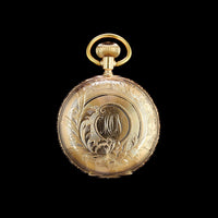 14K Yellow Gold Estate Engraved Pocket Watch Case Locket