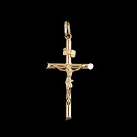 18K Yellow Gold Estate Crucifix Cross Pendant
