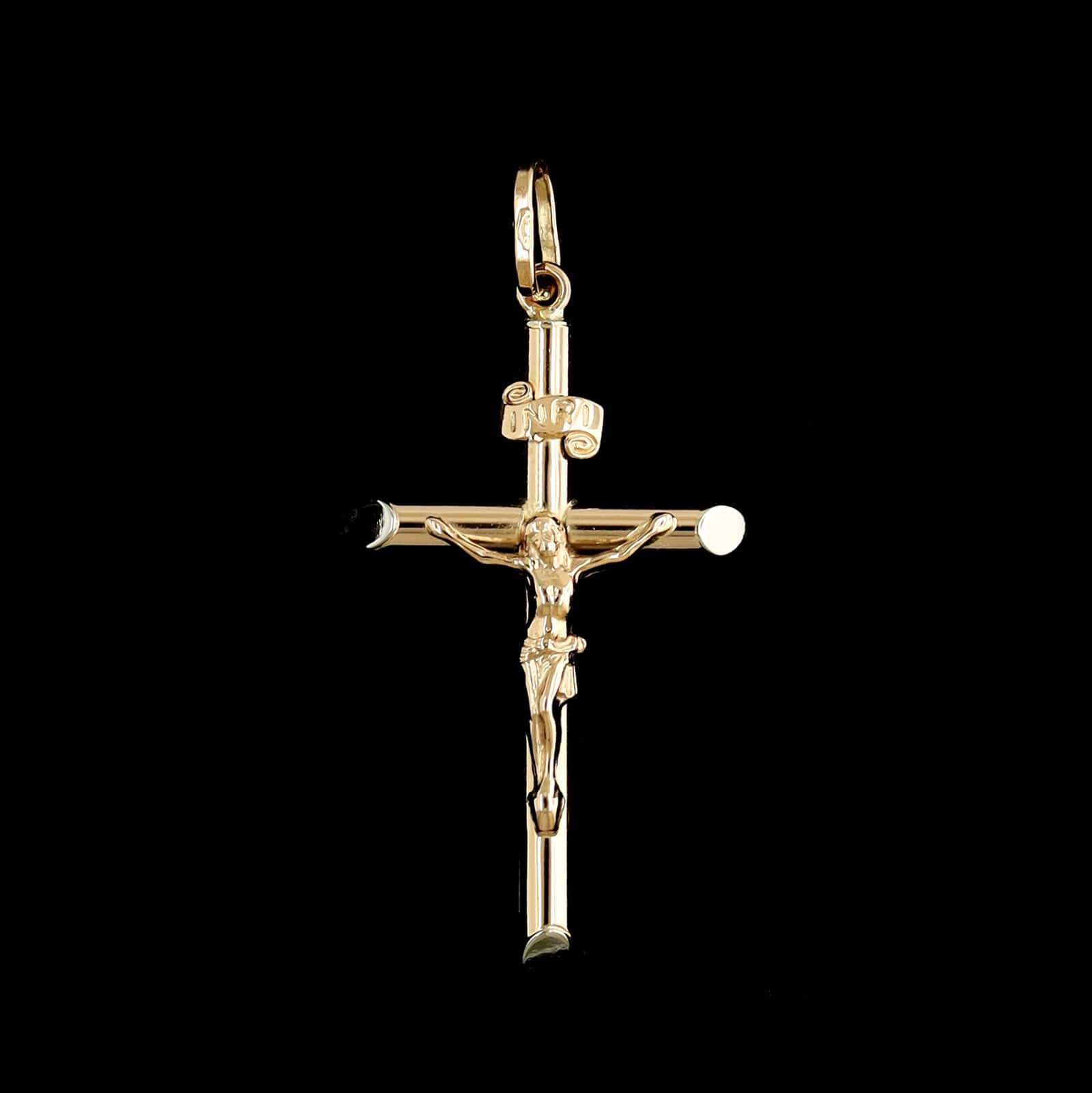 18K Yellow Gold Estate Crucifix Cross Pendant